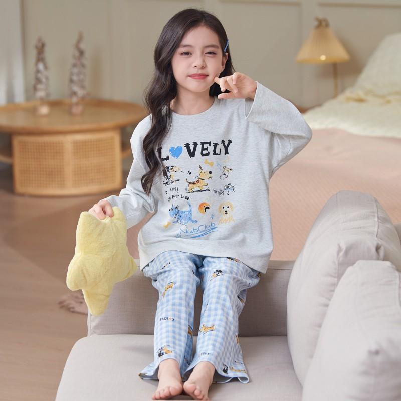 100% Cotton Girls Long Sleeve Pajama Set Cartoon Print Comfortable Home Wear Kids Ages 8
