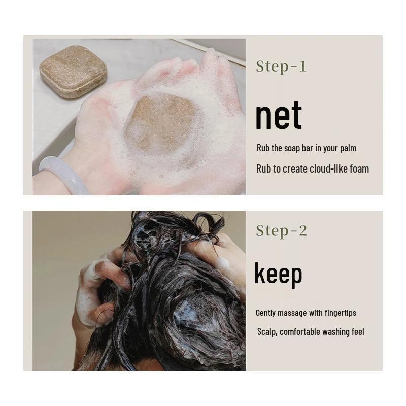 He Shou Wu Herbal Shampoo Bar: Nourishing Anti-Dandruff, Volumizing & Anti-Breakage Hair Care Soap.