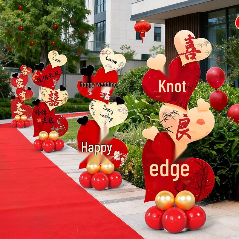 Wedding Balloon & KT Board Aisle Runner Decor: Outdoor Scenery Guide Sign
