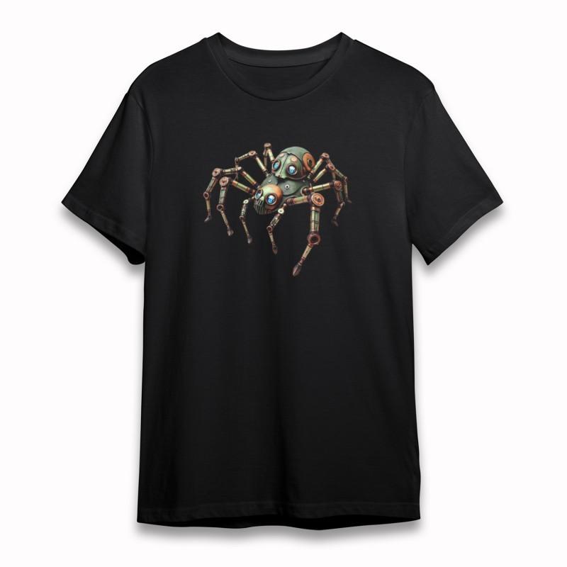 Women's Plus Size Soft T-Shirt Mechanical Spider With Blue LED Eyes Rivet Joints