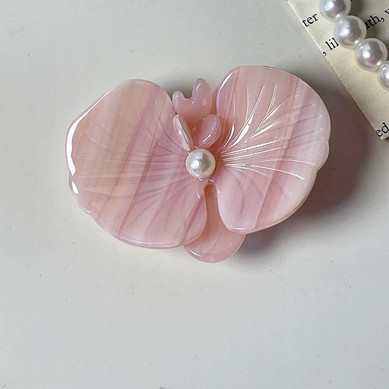 Sweet pink Phalaenopsis hairpin Women new ambiance photo flower duck beak clip spring/summer side clip hair accessories