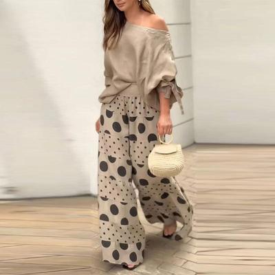 Women's Summer Fashion Diagonal Neckline Shoulder Casual Pants Suit
