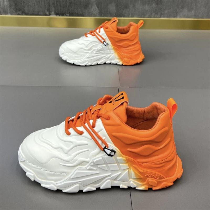 Men's Summer and Autumn Dad Shoes Thick-soled Leather Casual Shoes Gradient Student Shoes