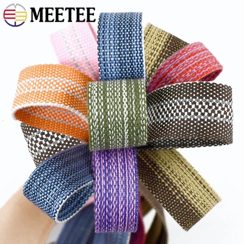 1/2/3/4/5M Cotton Ramie Webbing Strap Tape Jacquard Band Backpack Bag Belt Ribbons DIY Sewing Biasband Clothing Accessories