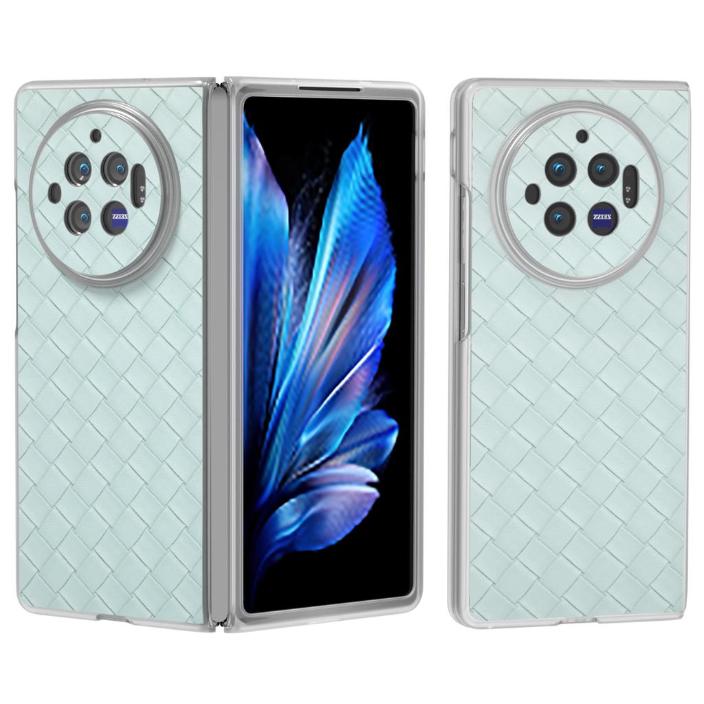 For vivo X Fold3 Case Woven Texture PU Leather Phone Cover with Transparent Matte Frame