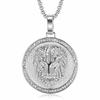Stainless Steel Titanium Lions Head Luxury Zircon Round Pendant Hip Hop Collar Chains Necklace for Men Women Gift Jewel