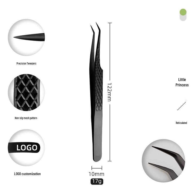 Golden Feather Stainless Steel Eyelash Tweezers for Grafting and Extensions