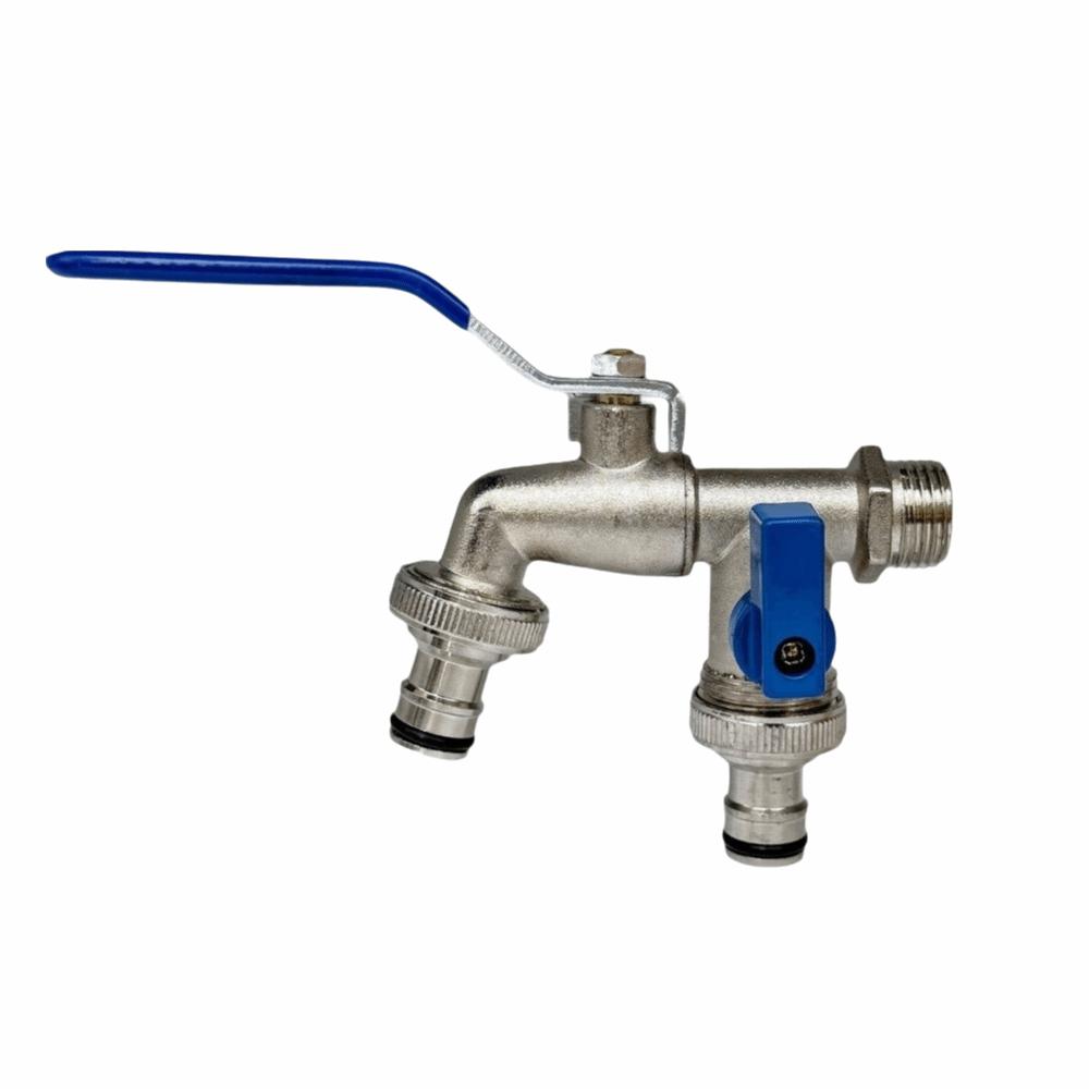 1/2 Inch Inlet Washing Machine Outlet Faucet Zinc Alloy Dual Outlet Dual Outlet Faucet 90 Degree Valve Rust-Proof