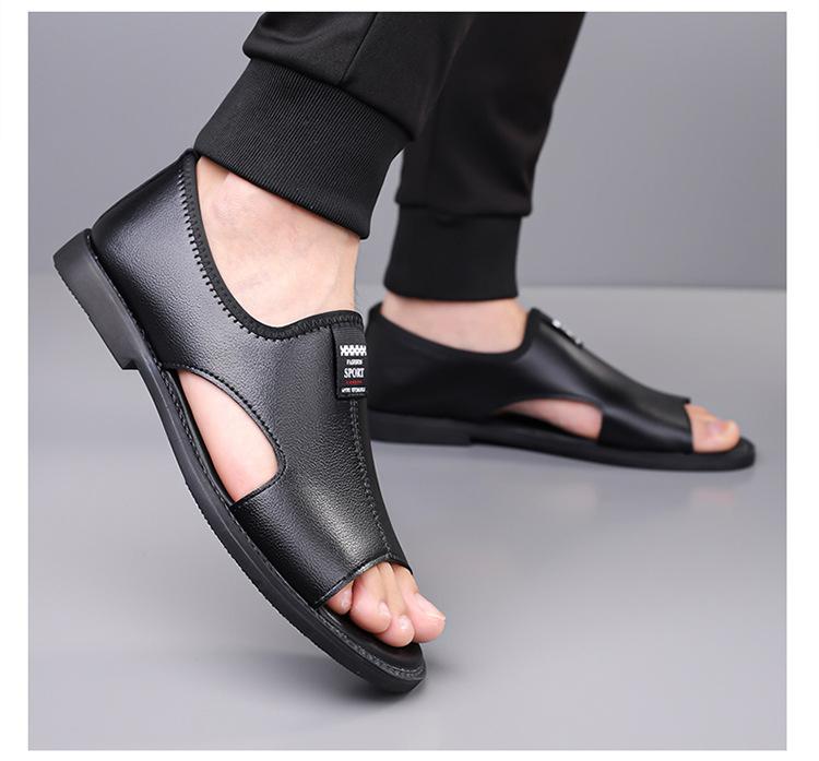 Breathable sandals men s summer fashion thick-soled outdoor non-slip waterproof wear-resistant fishing shoes 39 чёрный