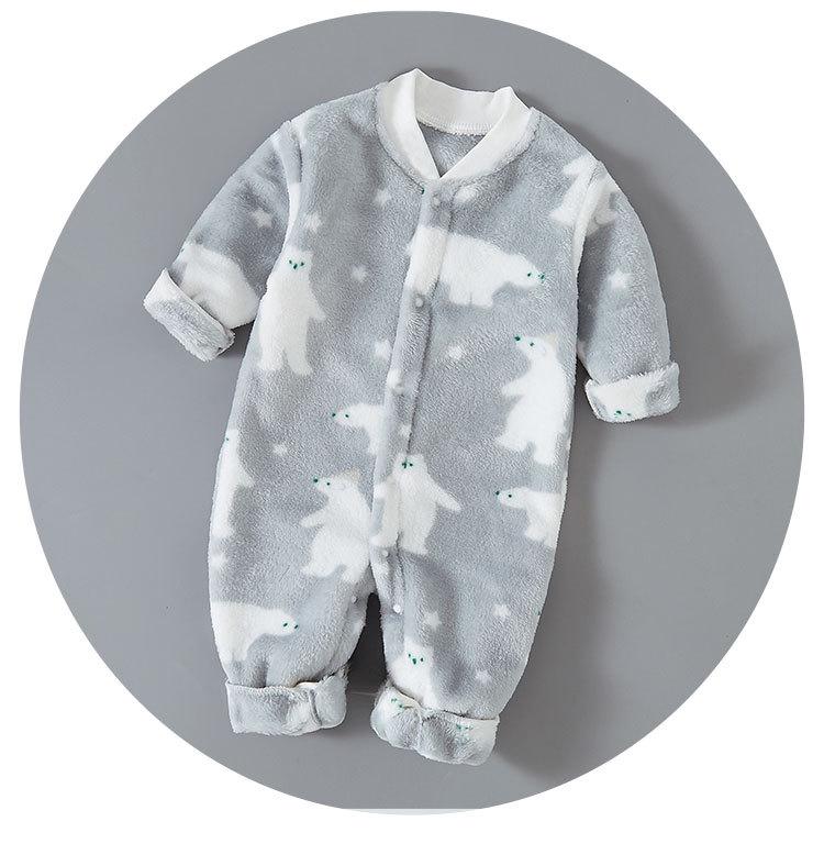 Coral Fleece Flannel Romper: Thick Velvet Homewear for Babies - Autumn/Winter