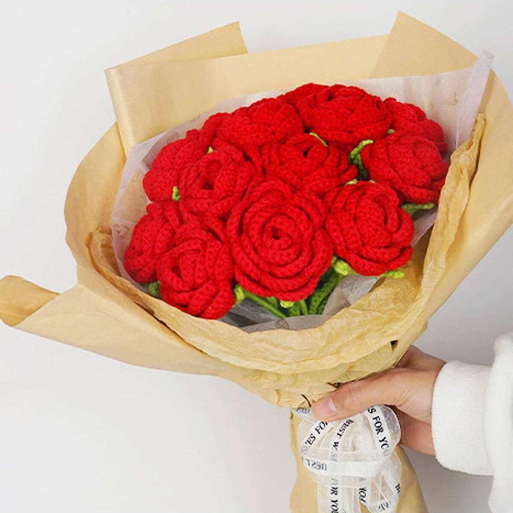 1pc- Mini -shaped Handmade - Handwoven Fabric Flowers with Creative Crochet Design - Perfect Desktop Decoration