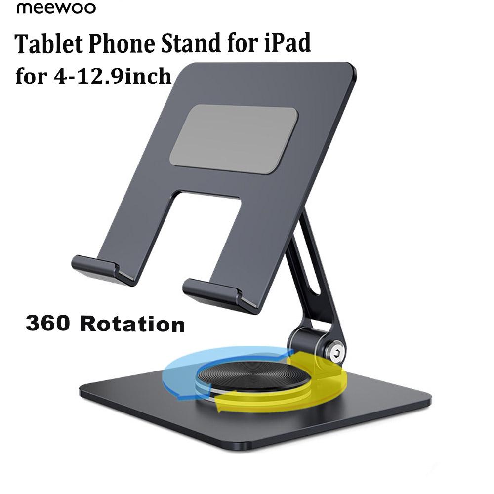 Meewoo Tablet Stand 360°Rotate for Foldable iPad Stand Height Adjustable Tablet Holder for 4-12.9in