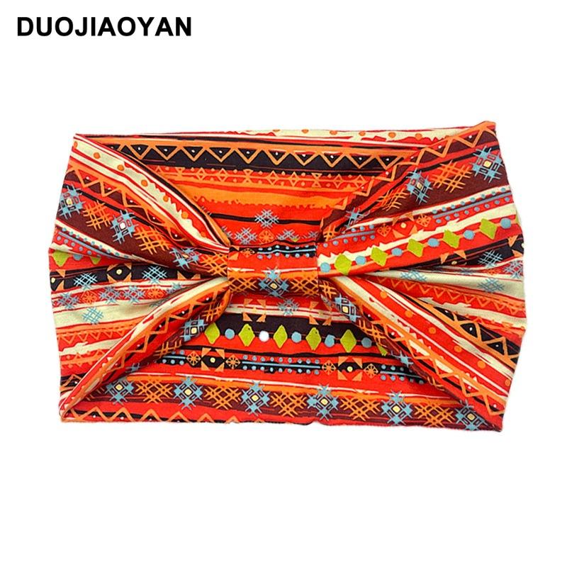 Knot Headband, Color Blocked Pattern Printed Sports Headband, Fashionable Polka Dot Wide Edge Elastic Headband