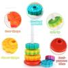 Montessori Rotating Rainbow Tower Baby Stacking Puzzle Toy Colorful Educational Gift Safe Environment Friendly Toddler Play Ramp