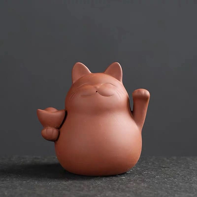 

Фиолетовая глина Lucky Cute Cat Tea Pet Домашний чайный домик Украшения Ремесла Керамические украшения с животными Чайный сервиз E