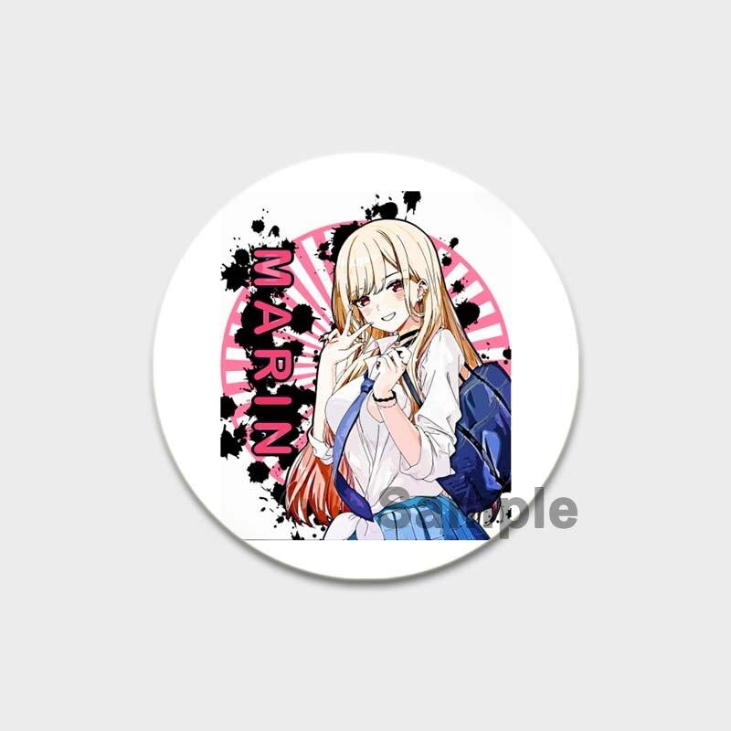 58MM My Dress-Up Darling Anime Brooches Kitagawa Marin Kuroe Shizuku Cosplay Badge Accessories Backpack Clothes Decoration XMAS Gift