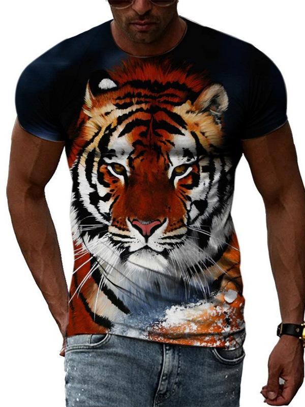 Summer Men's Short Sleeved Tees 3D Effect Stylish Men's Round Neck T-shirt Breathable Trendy Top