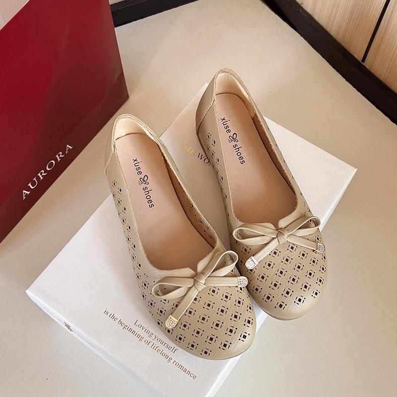 

Мягкая подошва мягкая поверхность неглубокий вырез полая модная обувь на плоской подошве одинарная обувь 2025 новая удобная одинарная обувь на одной педали 40 абрикосовый