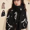 Printed Bow Wool Scarf Thicken Women Cashmere Shawl Temperament Winter Cashmere Scarves  Female