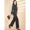 Ke Bei Er Women's Warm Scarf Collar Shirt & Wide-Leg Pants Set