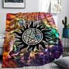 1Pc Pentagram Supernatural Print Flannel Blanket, High Quality Comfortable for All Seasons, Home Decor, Warmth and Comfort, Perfect for Gifts