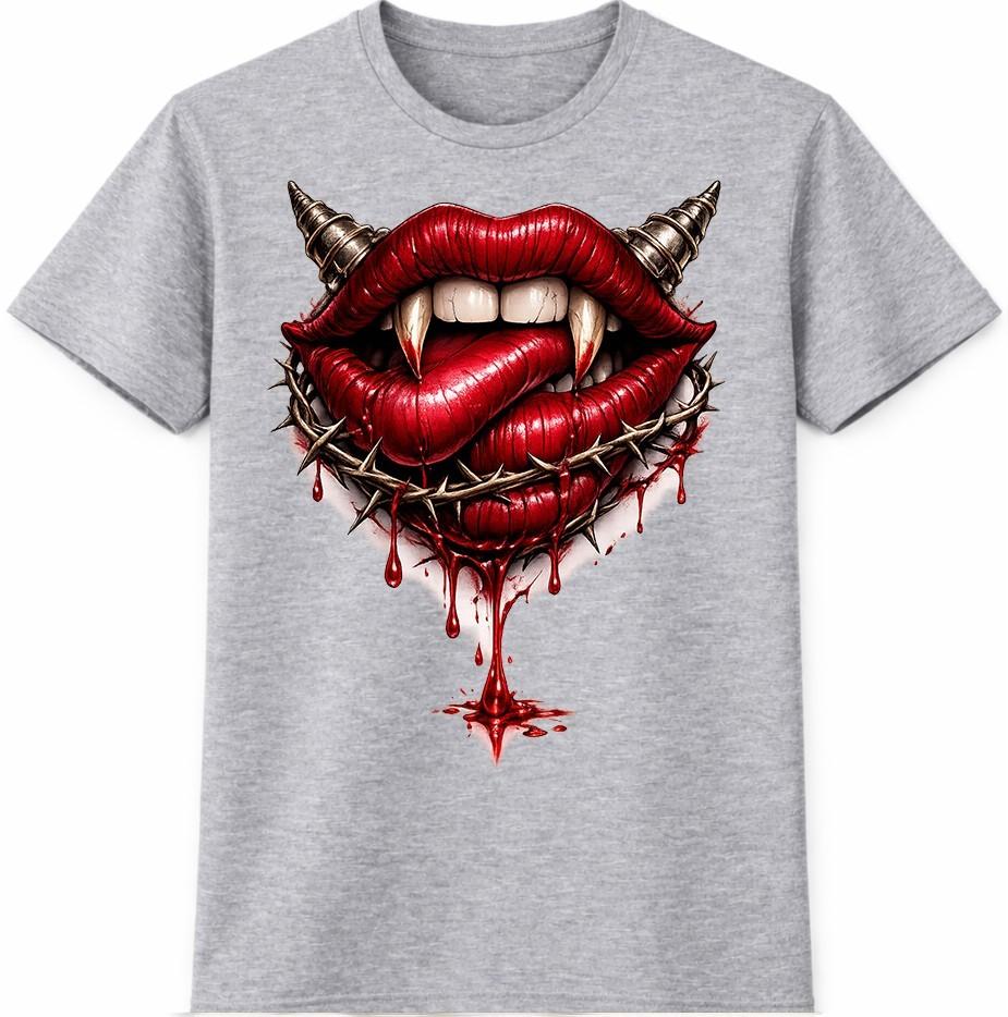 Gothic Vampire Lips T Shirt Fangs Horror Graphic Tee