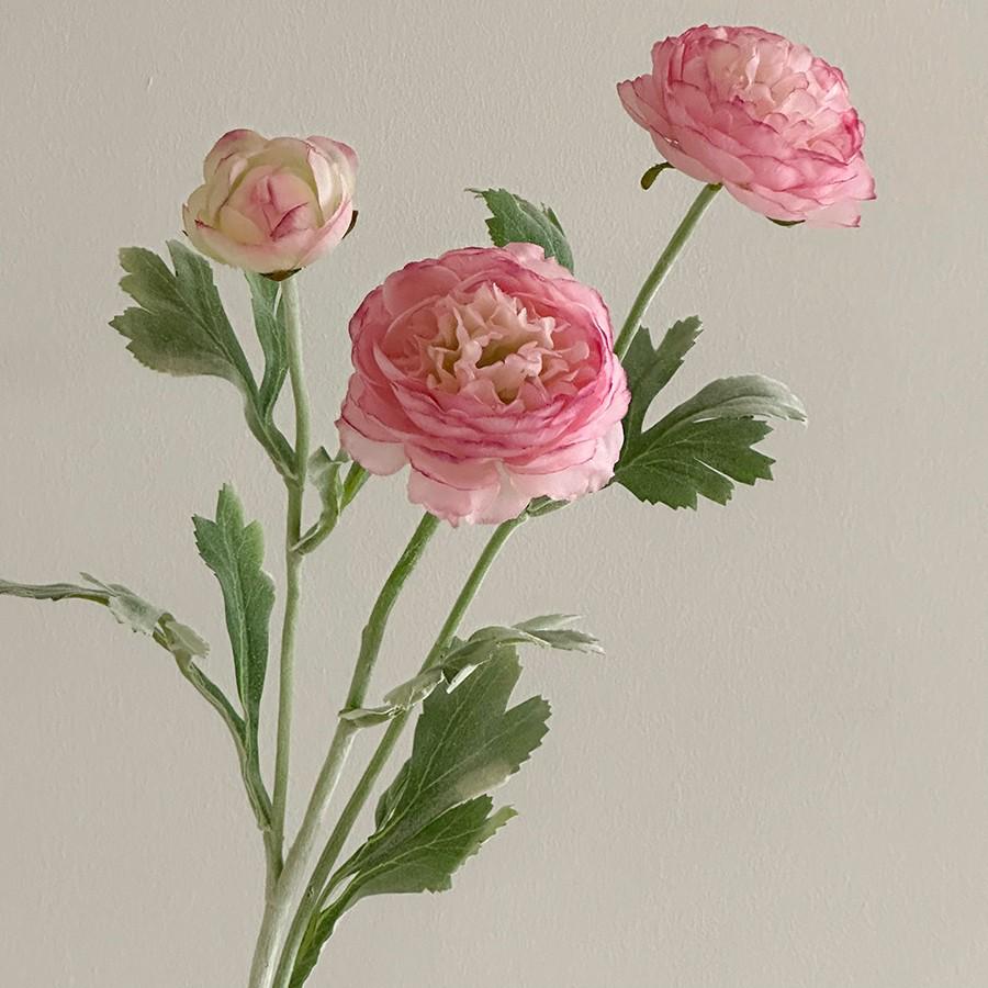 Composizione Floreale Artificiale di Peonie e Ranuncoli Floccati per Arredamento Casa