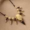 Original eagle bird crow skull dog tooth necklace retro niche crow skull pendant ethnic tribe men and women personalized accessories
