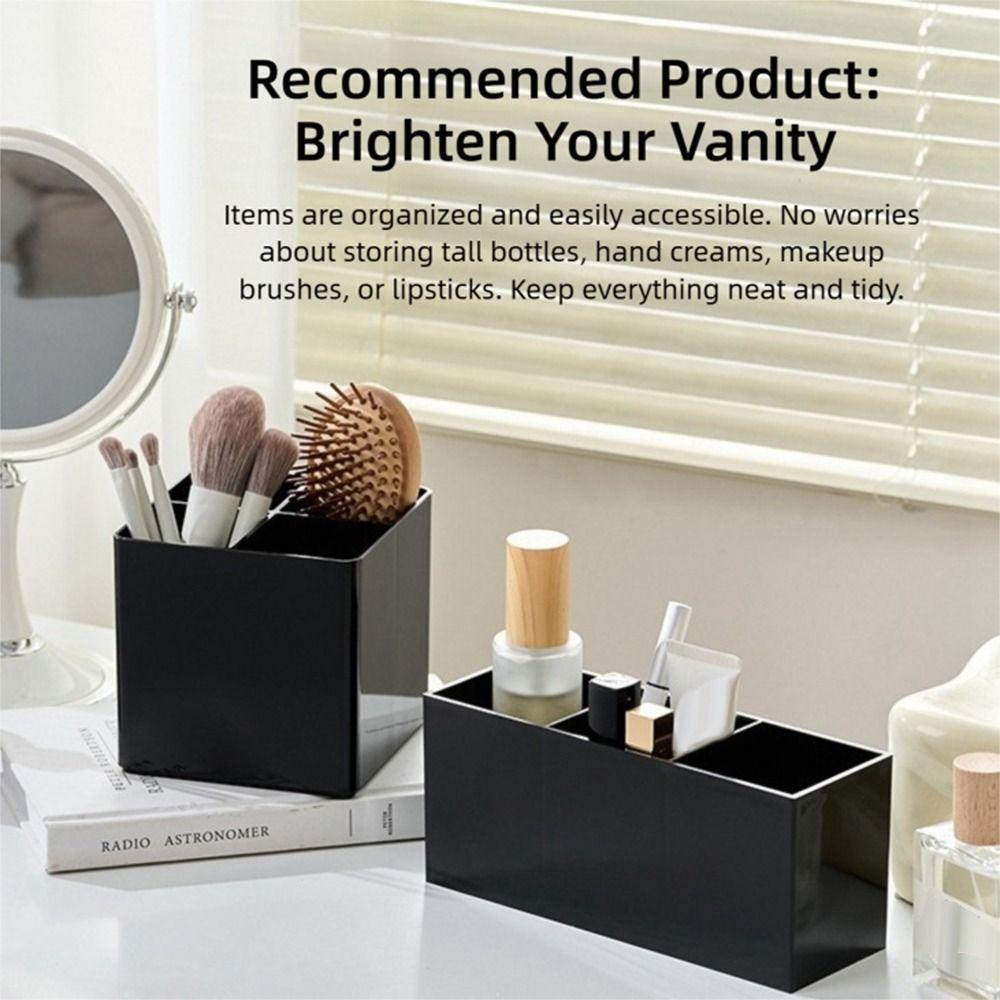 Black Pen Holder Plastic Pen Container Multi-functional Makeup Brush Holder  School Office