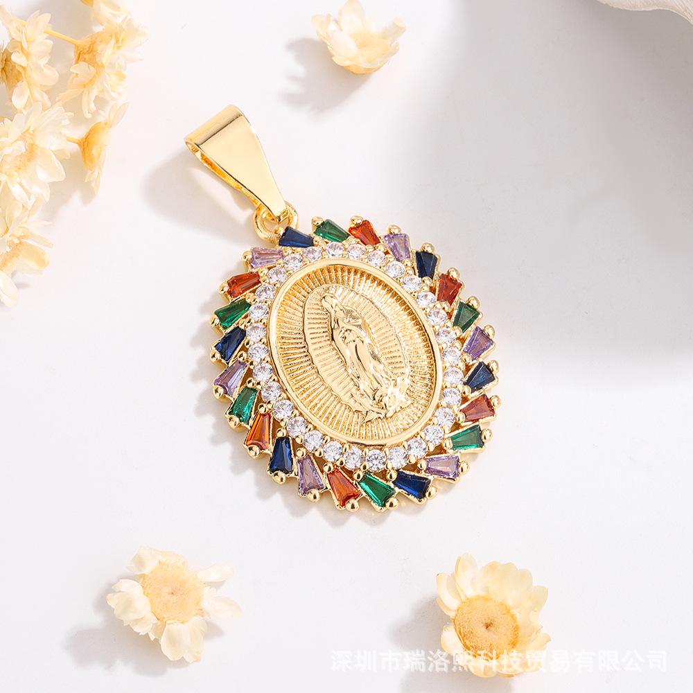Retro Virgin Mary Zirconia Gold-plated Pendant
