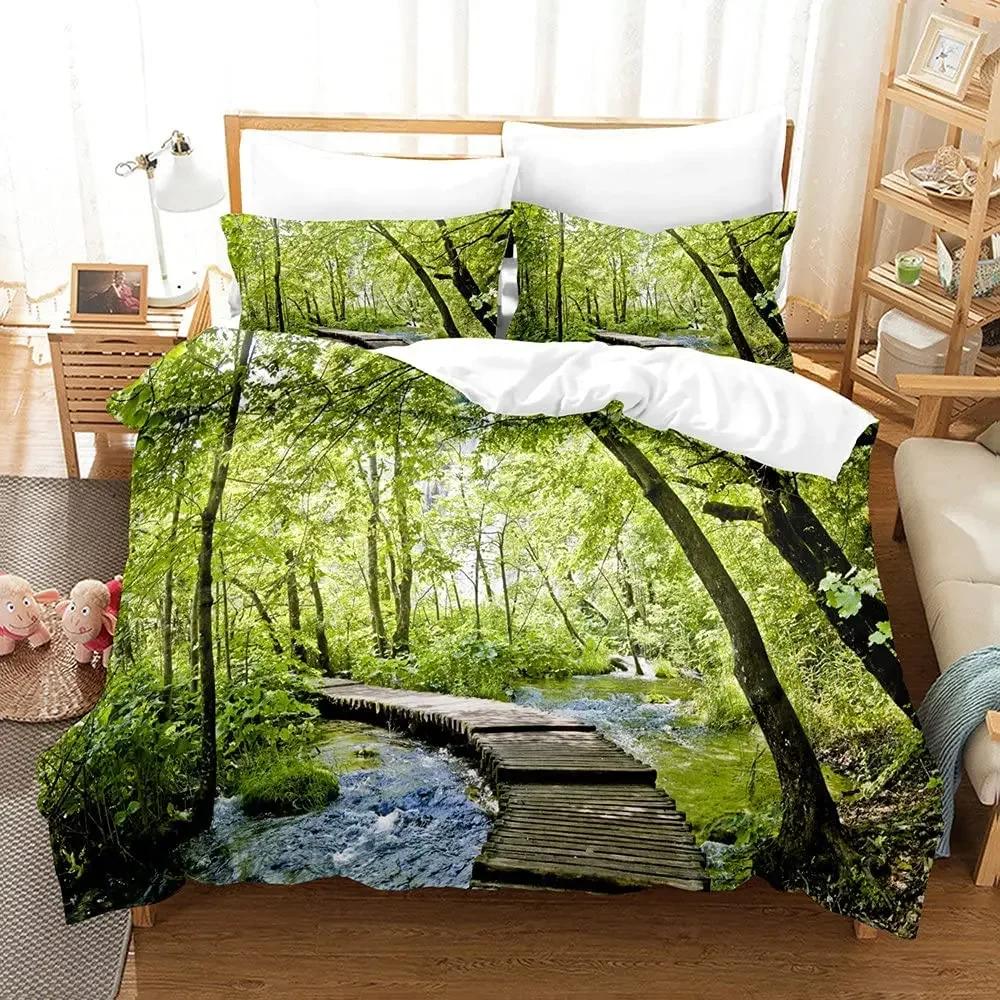 Tree Duvet Cover Set Twin Full King Mysterious Woods Bedding Set Polyester Fantasy Starry Sky Comforter Cover Forest Quilt Cover