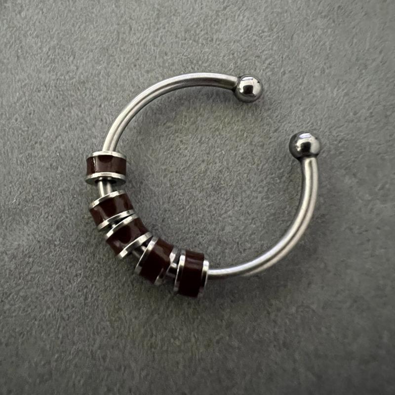 Women Men Open Ring Adjustable Anxiety Relief With Enamel Bead Opening Decoration Accessory Stacking Spinning Ring