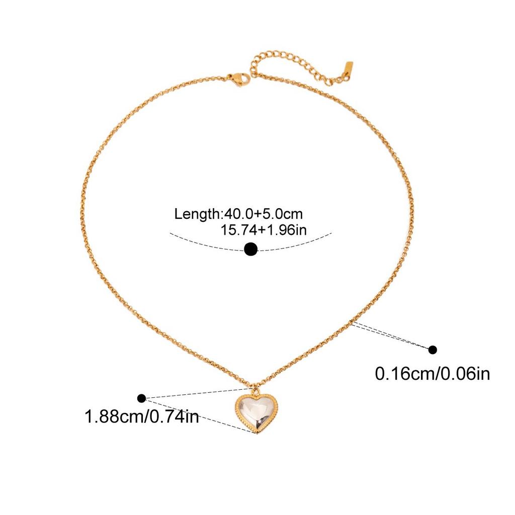 Yori Valentine's Day Gift Charm Smooth Stainless Steel Metal Heart Love Necklace Earrings Waterproof Women Accessories Gift
