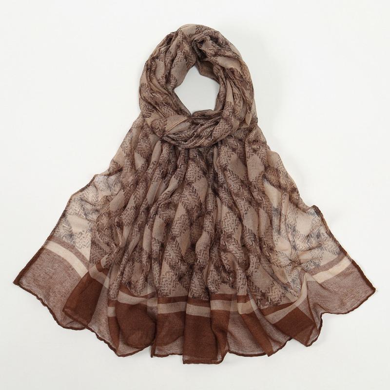 Spring and summer new light and breathable Bali yarn floral print shawl literary small fresh and elegant women's scarf