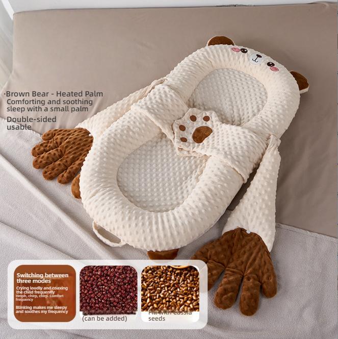 Newborns Soothing Crib with Slope Pad & Leg Rest and Toy Stand Rack for Comfort Nest Bed