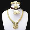 Gold-Plated Jewelry Set: Classic European & American Necklace, Earrings, Bracelet, Ring (Four-Piece)