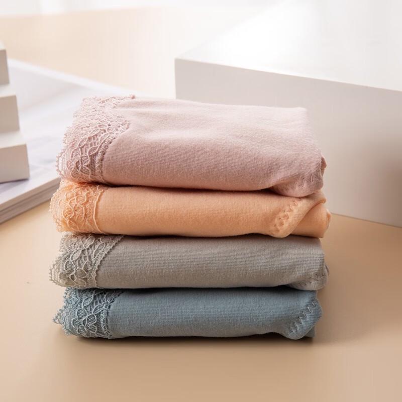 Langsha Women's Lace Cotton Seamless Mid-Waist Briefs - 4 Pack