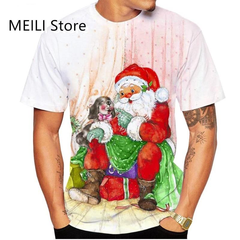 Christmas Men's T-Shirt 3D Print Casual Cartoon Short Sleeve Tee Shirts Fashion Tops Crew Neck Pullover Male Oversized Clothing