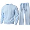 2025 Solid Color Sports Casual Jacquard Men's Warm Bottoming Shirt Sweater Pants Suit