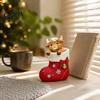 Christmas Party Supplies Highland Cow Stocking Figurine, Xmas Tree Cattle Resin Seasonal Shelf Decorations Statue, Animal Sculpture for Holiday