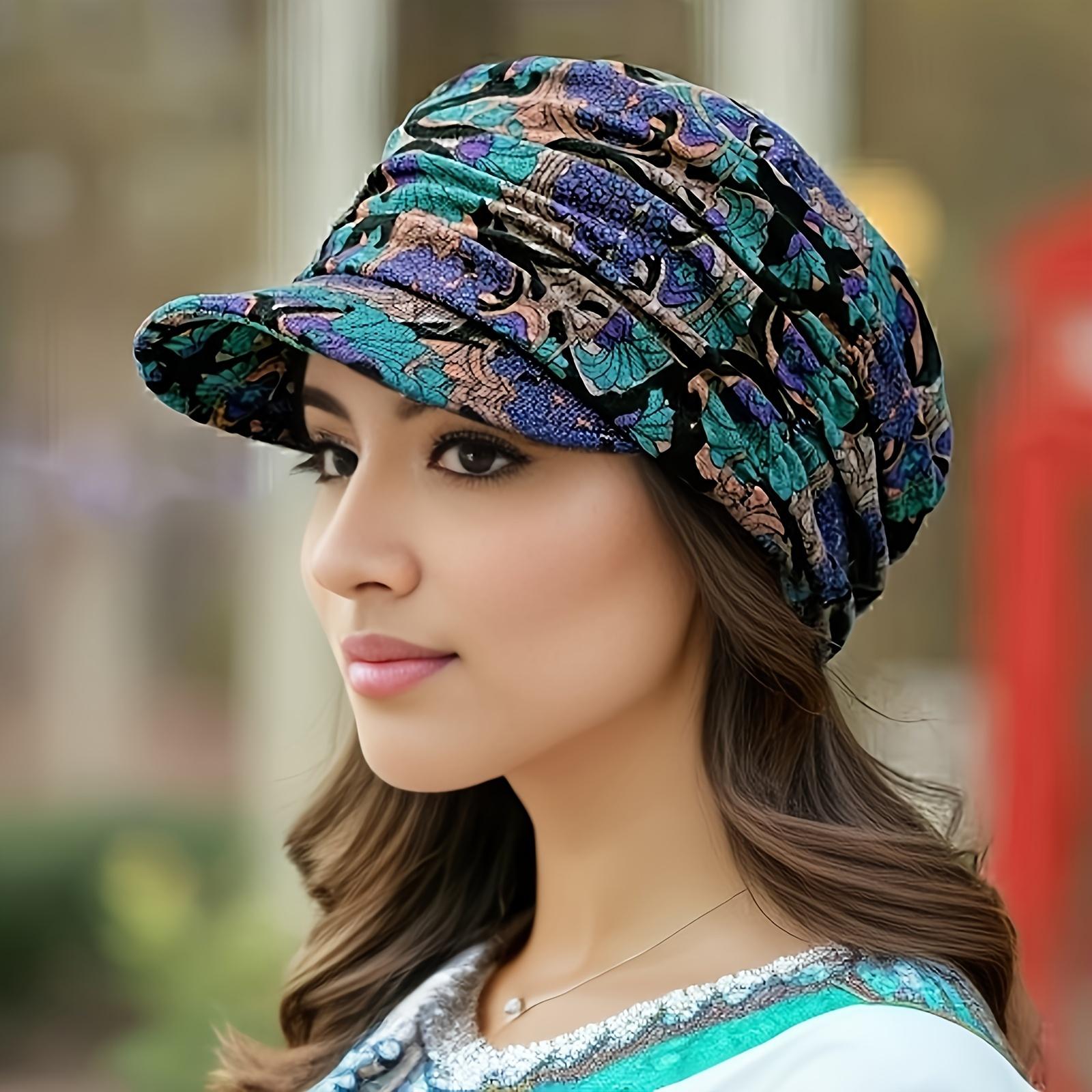 

Women s Lightweight Newsboy Cap With Breathable Fabric, Floral Print, Durable Polyester Blend, Perfect For Daily Wear