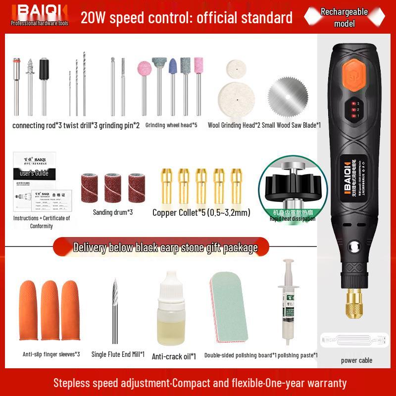 Electric Handheld Polisher & Grinder Set for Wood Carving and Stone Scraping