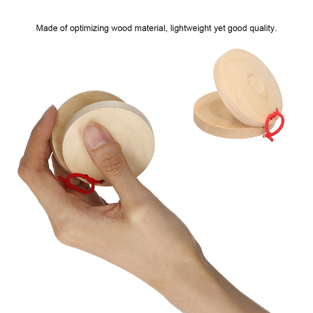 Pair of Castanets Wooden Castanet Finger Clappers Musical Instrument
