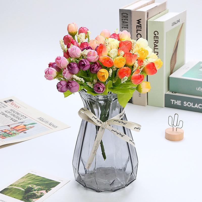 Silk Artificial Rose Bud Decorative Flower Arrangement for Home Decor розовый