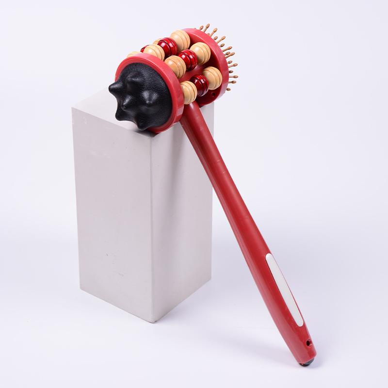Double-sided massage beating back beating beating beating acupoint meridian beating stick hand-held roller massage beating Xn-007 red