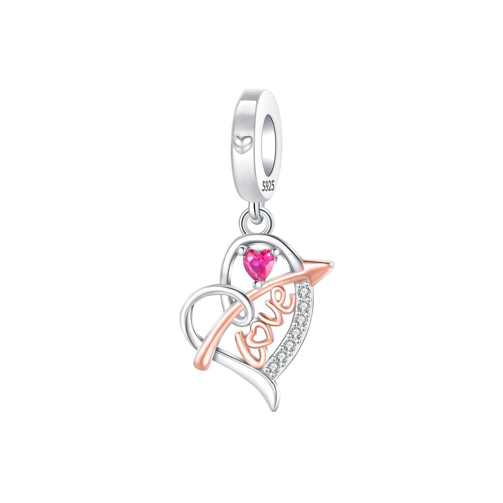 Original Copper Colorful Charms Snowflake Heart Lock Key Earrings Beads For Necklace Diy Bracelet Present Jewellery