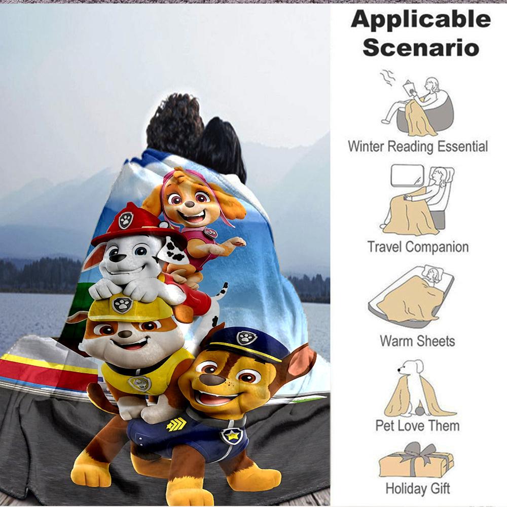 1pc Paw Patrol Soft & Warm Flannel Blanket, Multi-Purpose Throw Blanket for Couch, Sofa, Office, Bed, Camping, Travel 148