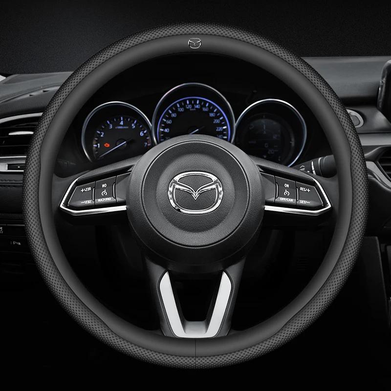 2025 Hot Carbon Fiber Leathe Car Steering Wheel Cover For Mazda 3 5 6 SKYACTIV Axela Atenza CX30 CX5 CX8 CX9 MX5 RX8 RX7 BT50 Ac