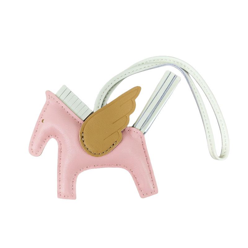 Håndsømmet Ekte Skinn Pony Veskeanheng - Søtt Lammeskinn Flygende Hest Design