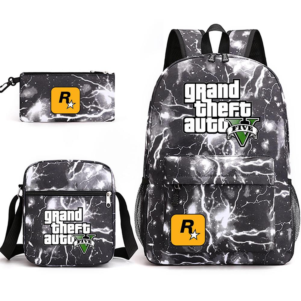 Grand Theft Auto Spel Merchandise Mode Student Schooltas Rugzak Schouder Etui 3-Delige Set